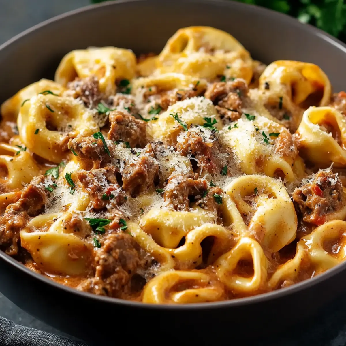 Indulgent Creamy Tortellini Pasta with Cheesesteak Flavor 1