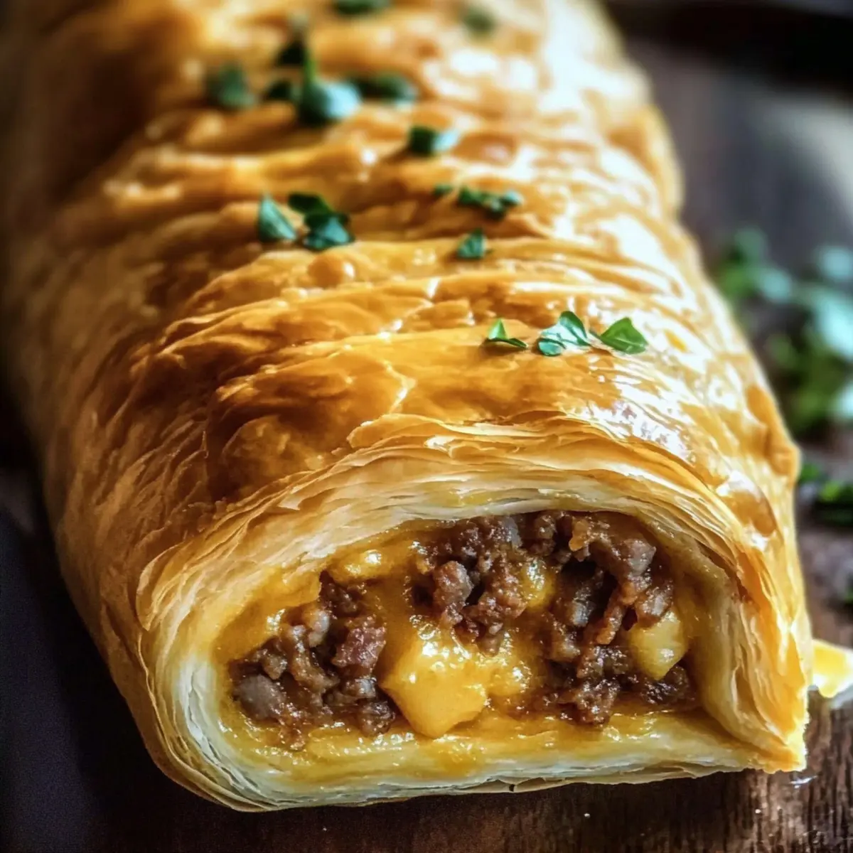 Irresistibly Golden-Baked Puff Pastry Roll with Meat and Cheese 2 zeszguombrkueakztnpg